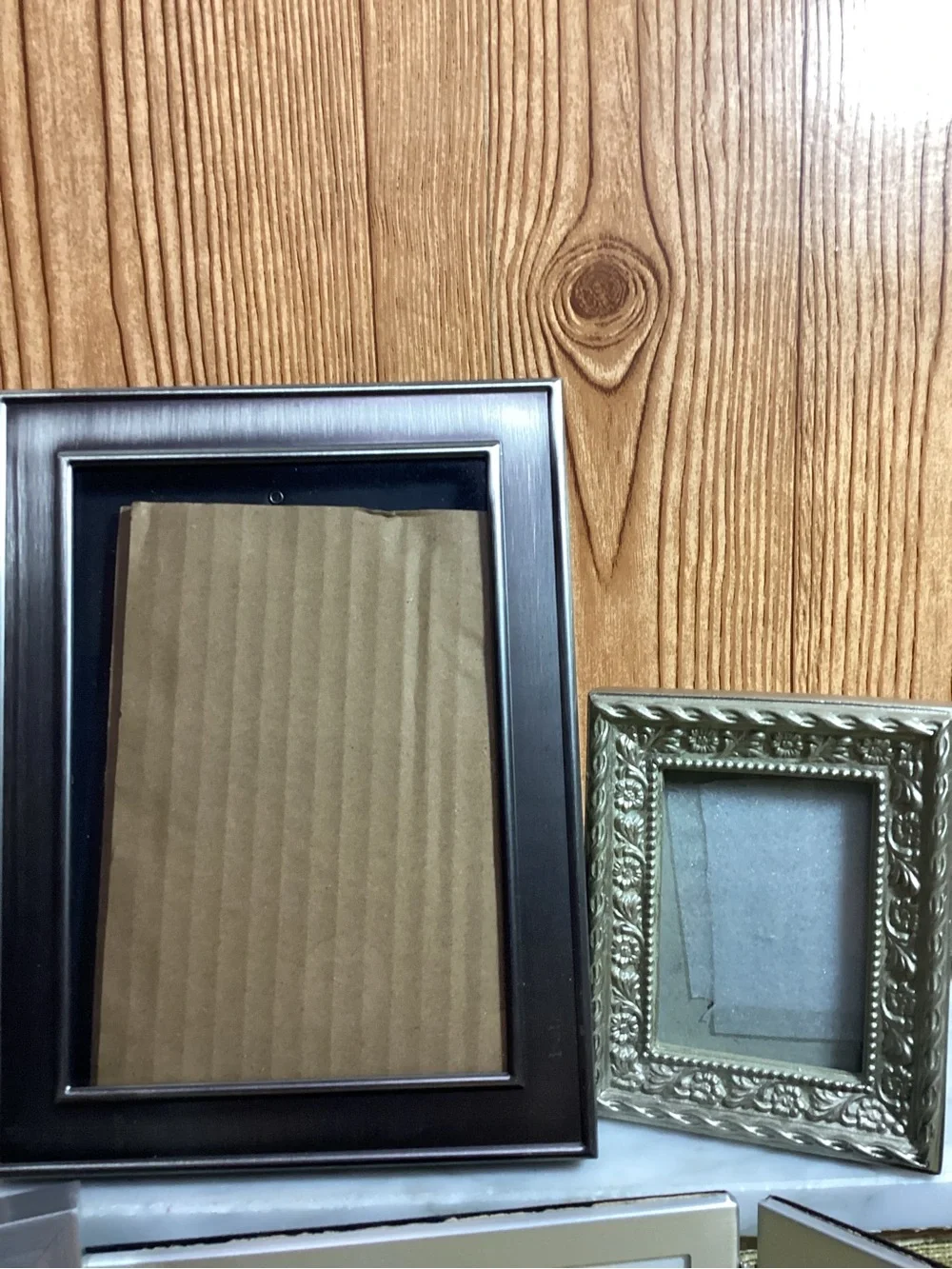 Mixed Silver Tone  Photo Frame Set Variety of Sizes lot of 4